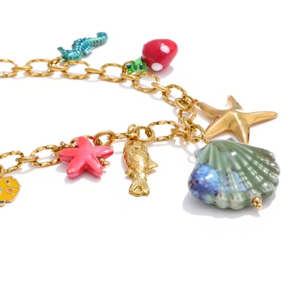 Golden Ocean Charm 18K Gold Stainless Steel Waterproof Necklace - Picture 10 of 15